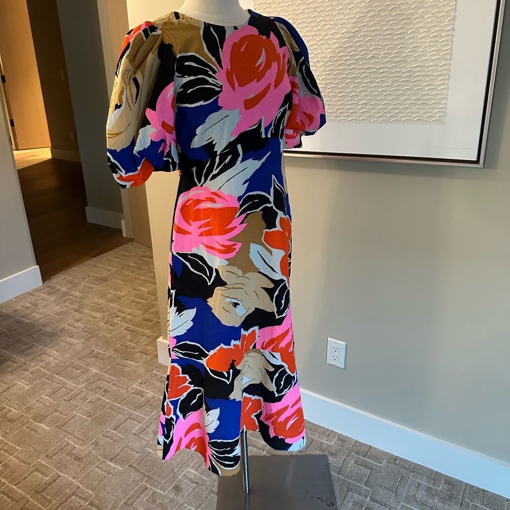 Floral Puff Sleeve Midi Dress